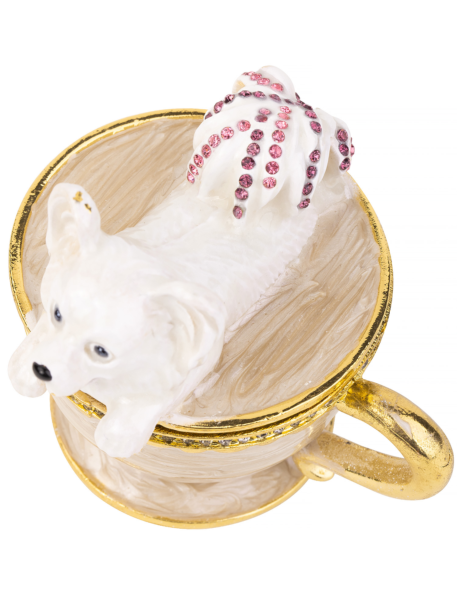 Шкатулка для драгоценностей со стразами Чашка с собачкой Glasar 39-080