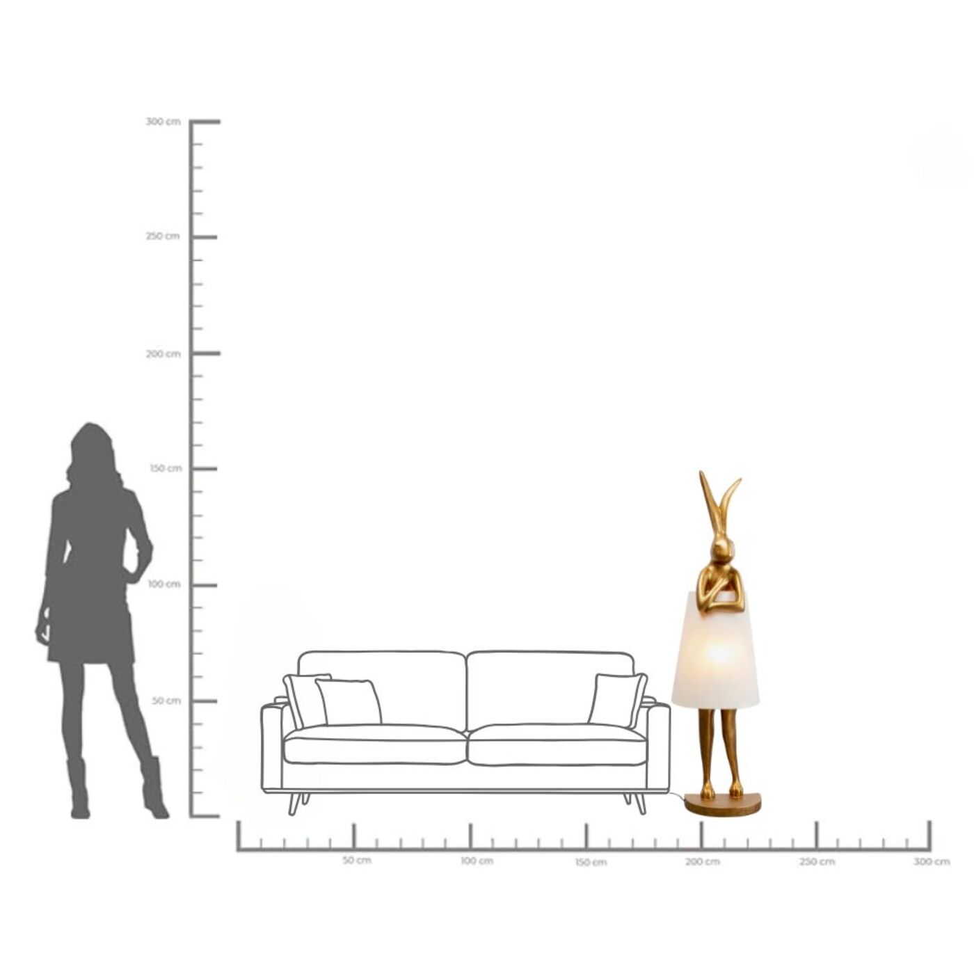 Светильник напольный Animal Rabbit Gold/White 150 см KARE 56129