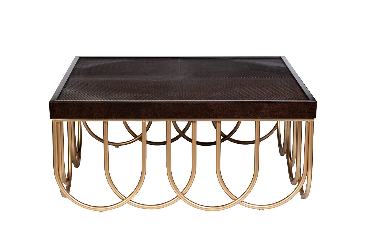 Стол журнальный квадратный вишнево-золотой Garda Decor ART-2706-CF