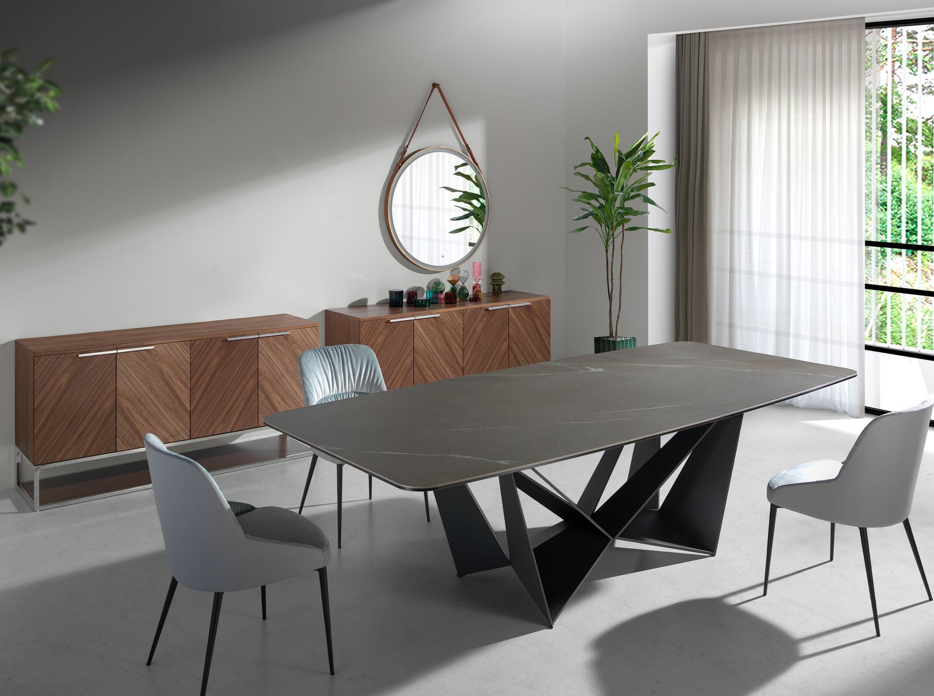 Сервант 3233/MK1502A из ореха и хромированной стали Angel Cerda