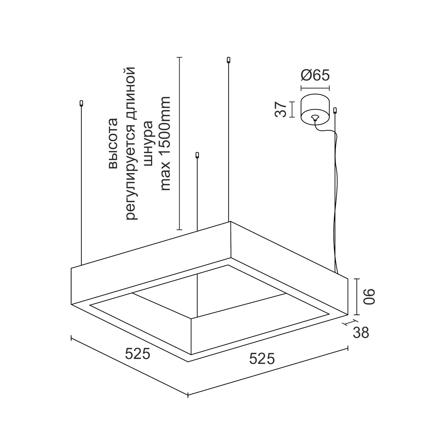 Подвесной светодиодный светильник Ledron KVADRO HL 525 White 3000K