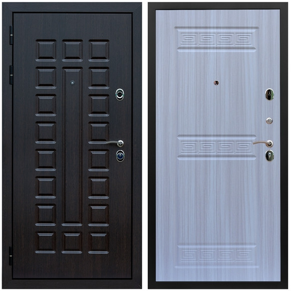 Дверь входная Graf Люксор 3К Шагрень черная / МДФ 10 мм ФЛ-242 Сандал белый