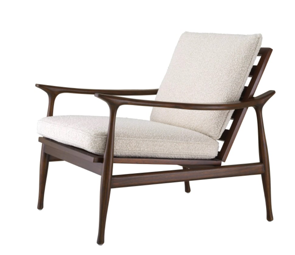 Стул Eichholtz Manzo classic brown finish bouclé cream incl cushions 116223