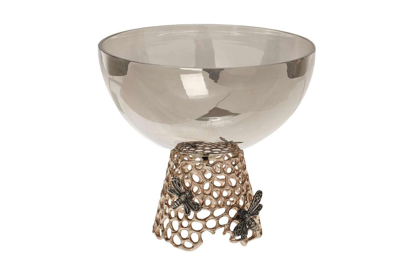 Блюдо декоративное "Соты" черное стекло/золото Garda Decor 69-219053