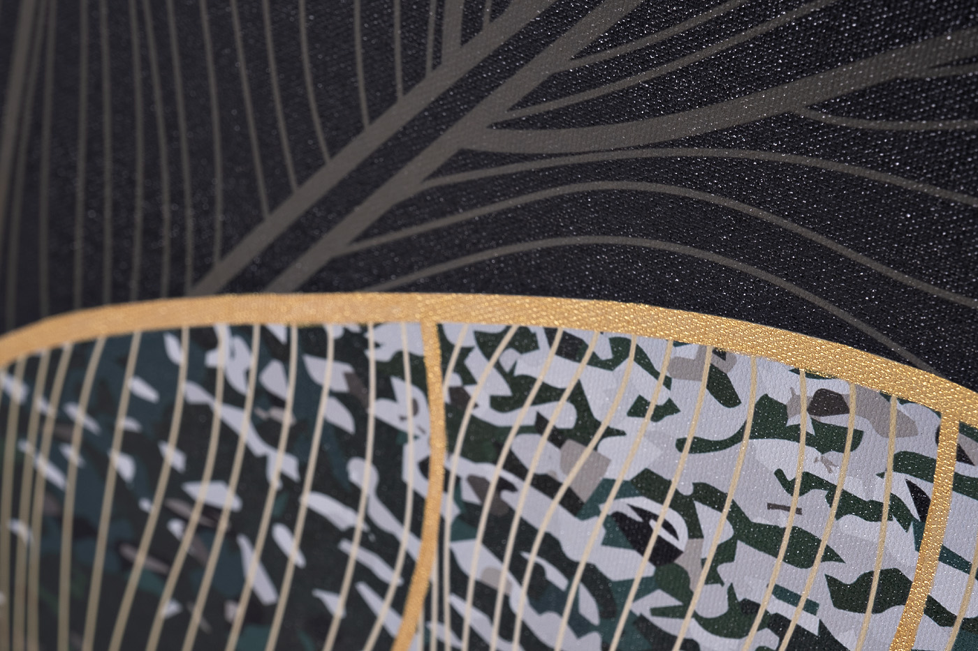 Холст Золотые листья-2 в багете латунь Garda Decor 89VOR-GOLDEN LEAVES-2