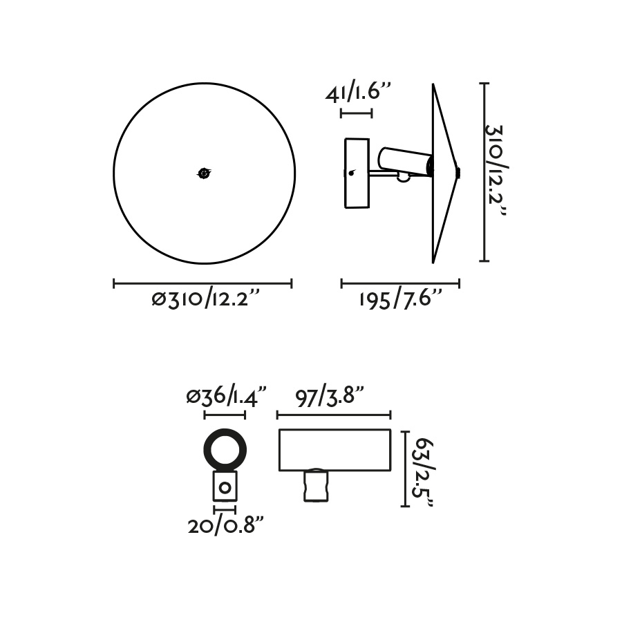 Настенный светильник CLAP черный LED 6W 3000K 38° C/PLAT S Faro