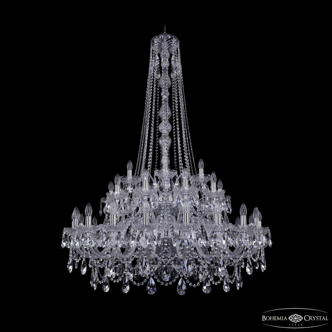 Люстра хрустальная 1411/20+10+5/400/h-155/2d Ni