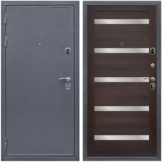 Дверь входная Graf Лондон 2 Антик серебро / МДФ 16 мм СБ-14 Эковенге стекло белое