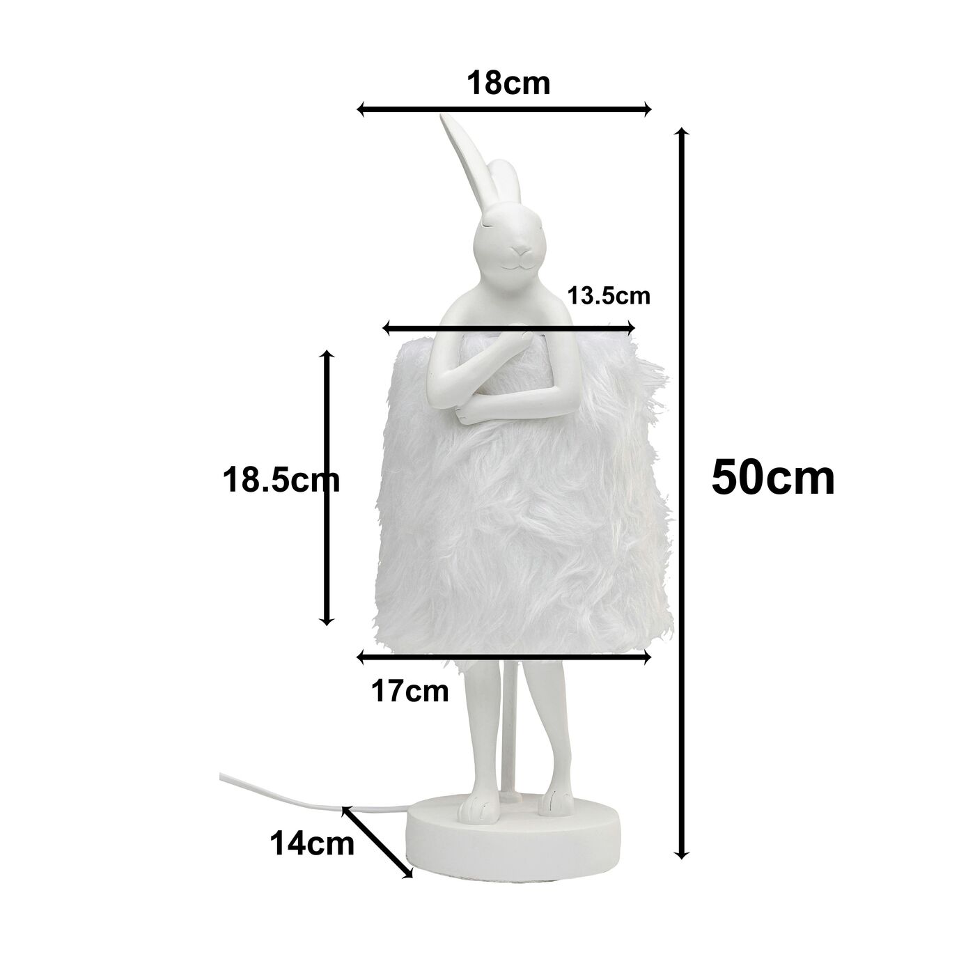 Светильник настольный Animal Rabbit Fur White/Silver 50cm KARE 56671