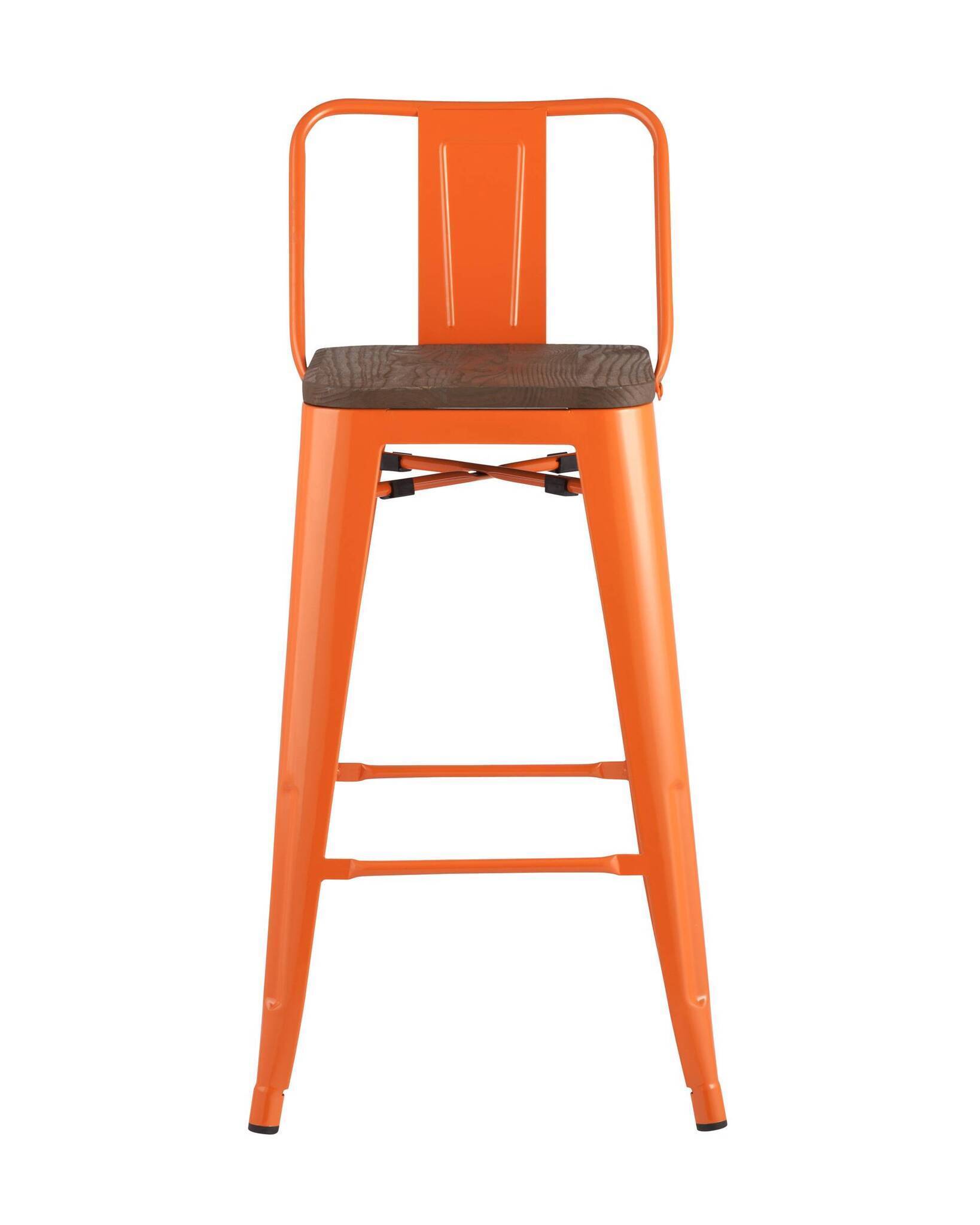 Стул полубарный TOLIX WOOD со спинкой оранжевый глянцевый Stool Group