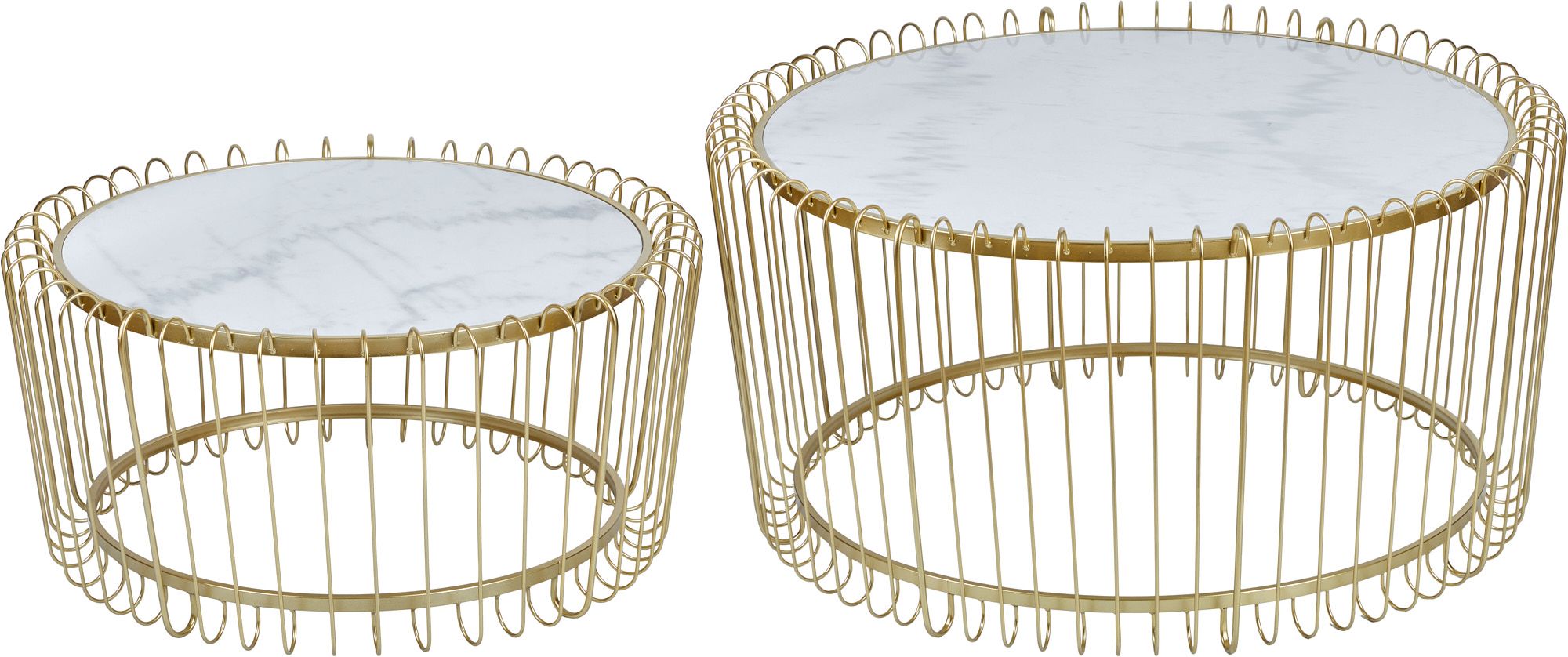 Столики кофейные с белым мрамором, набор Glasar 54-274/273