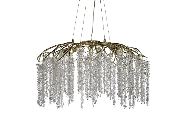 Люстра круглая со стеклянными подвесами золото Garda Decor 86-80668