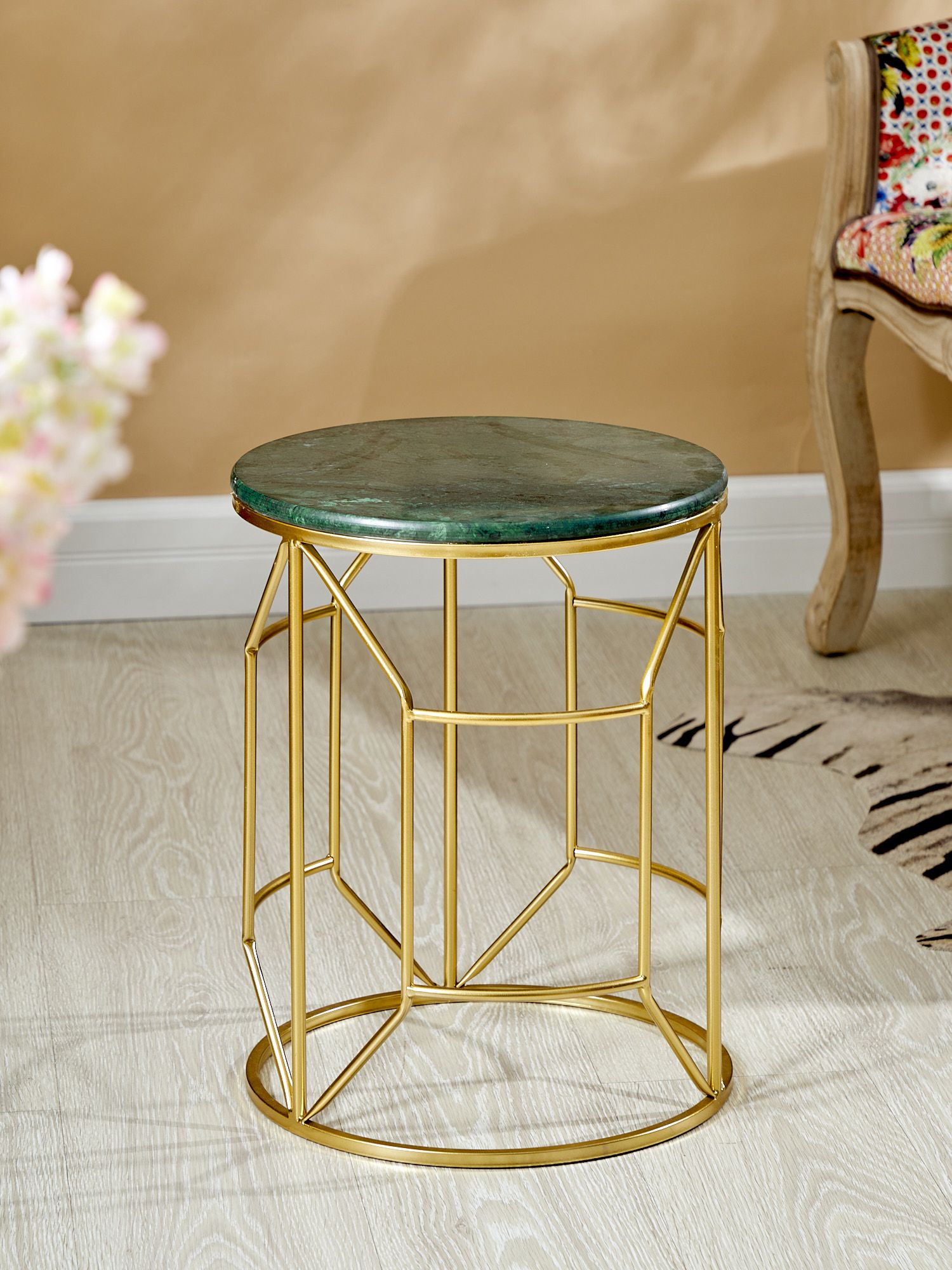 Столик интерьерный с зеленым мрамором Glasar 54-044