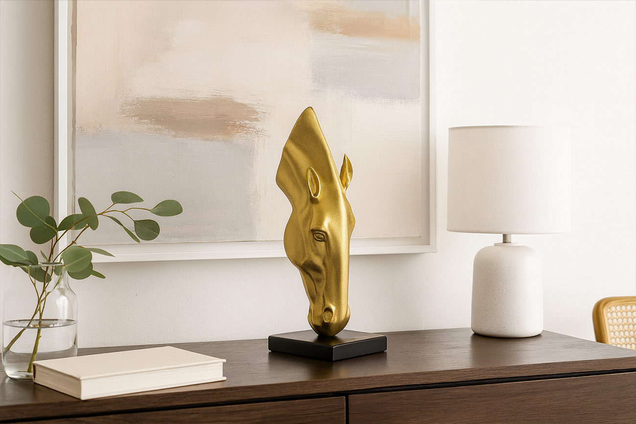 Статуэтка Голова лошади цвет золото 15*15*41 Garda Decor TB4115