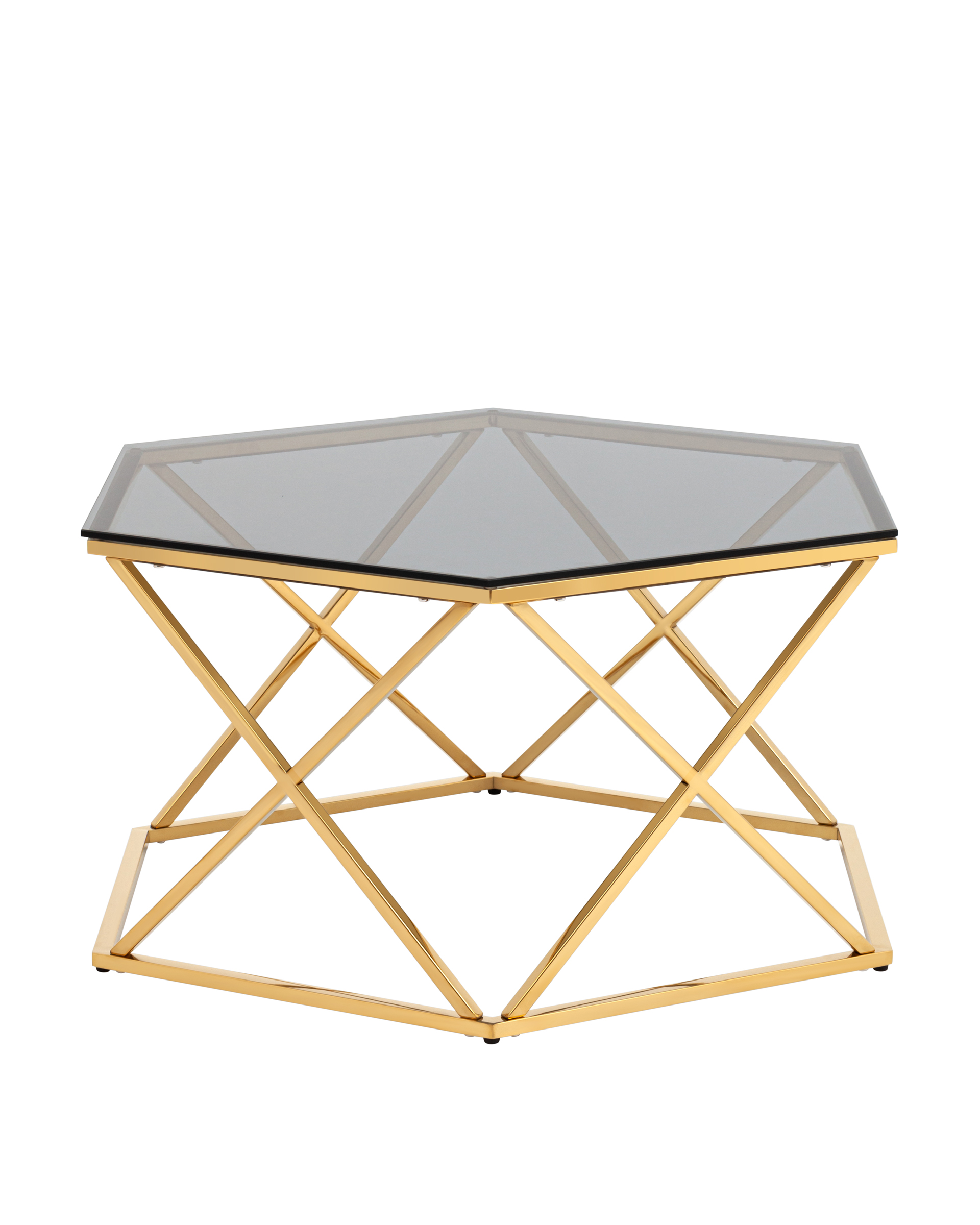 Журнальный столик Круз 93*80 стекло smoke сталь золото Stool Group
