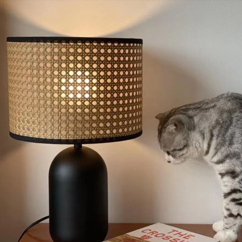 Настольная лампа с плафоном из  ротанга by ImperiumLoft