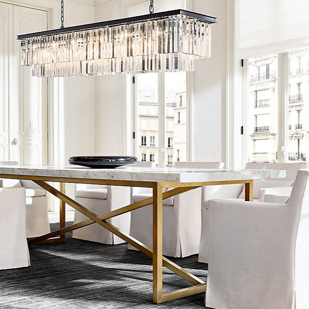 Люстра Restoration Hardware 1920s Odeon Clear Glass Fringe Rectangular 71" Grey Iron