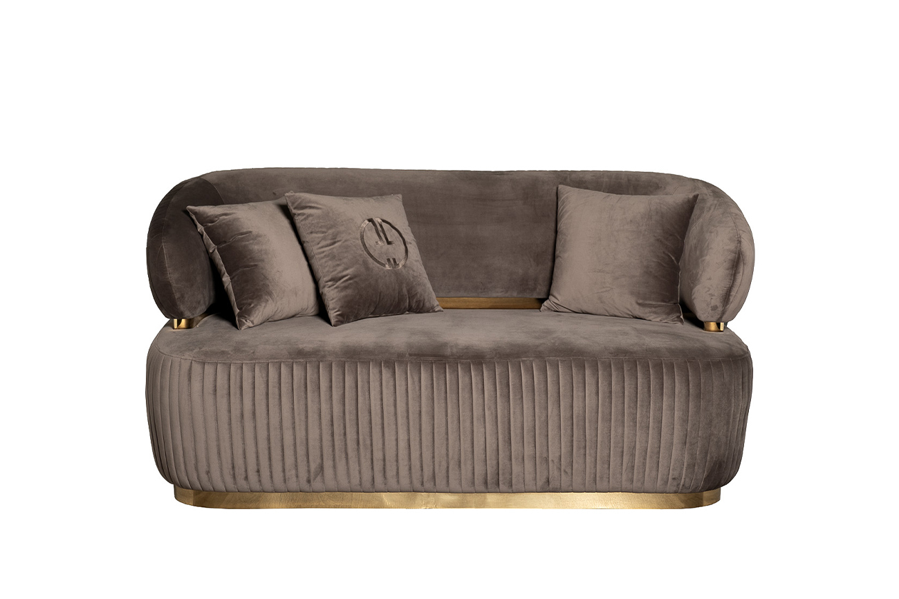 Диван Glarus двухместный велюровый коричневый Garda Decor 102AN-DIV-1302-KOR