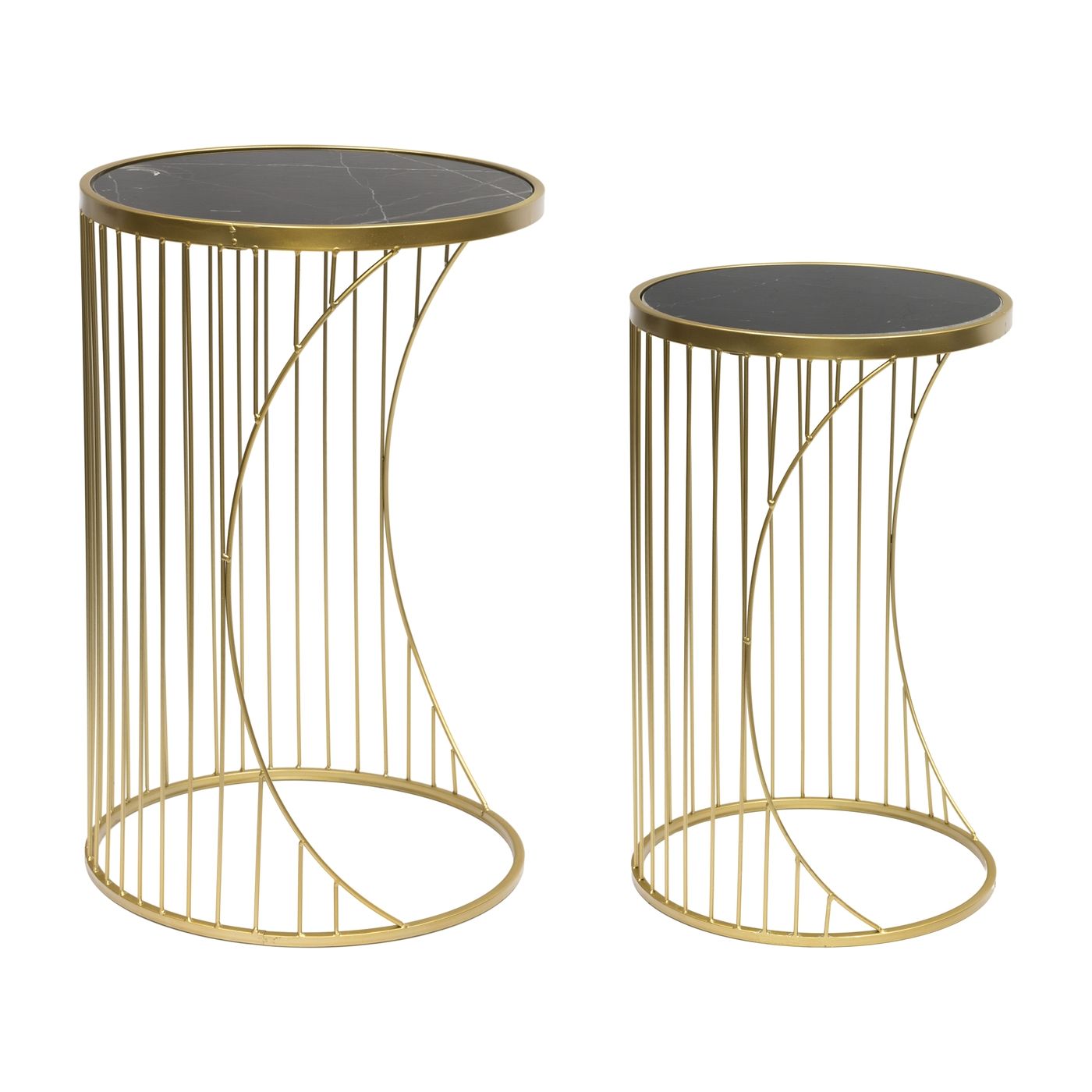 Столики интерьерные с черным мрамором, набор Glasar 54-057/056