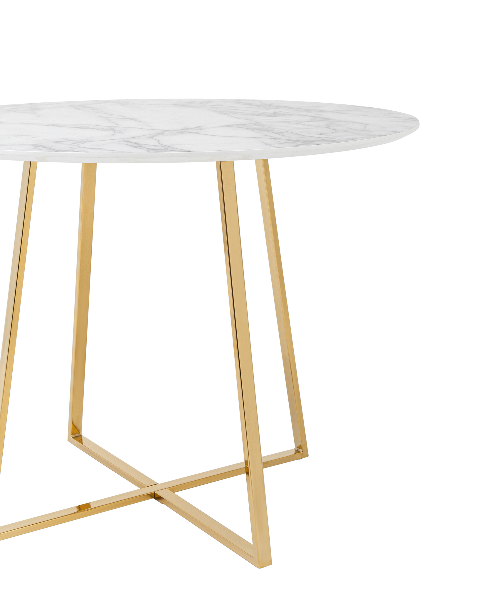 Стол обеденный Дакота 100*100 белый мрамор ножки золото Stool Group