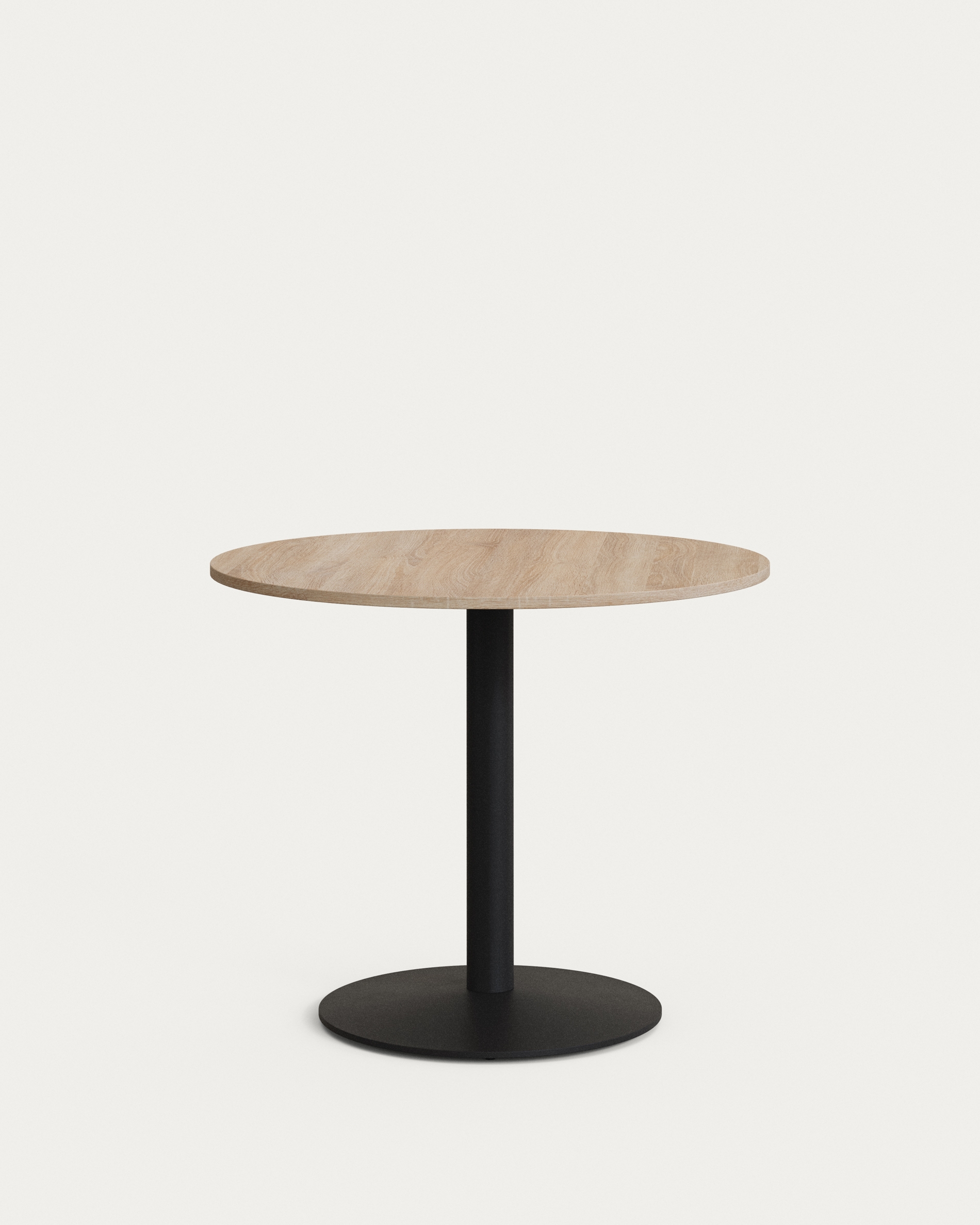 Esilda Круглый стол с меламиновой натуральной отделкой и черной металлической  ножкой La Forma (ex Julia Grup)