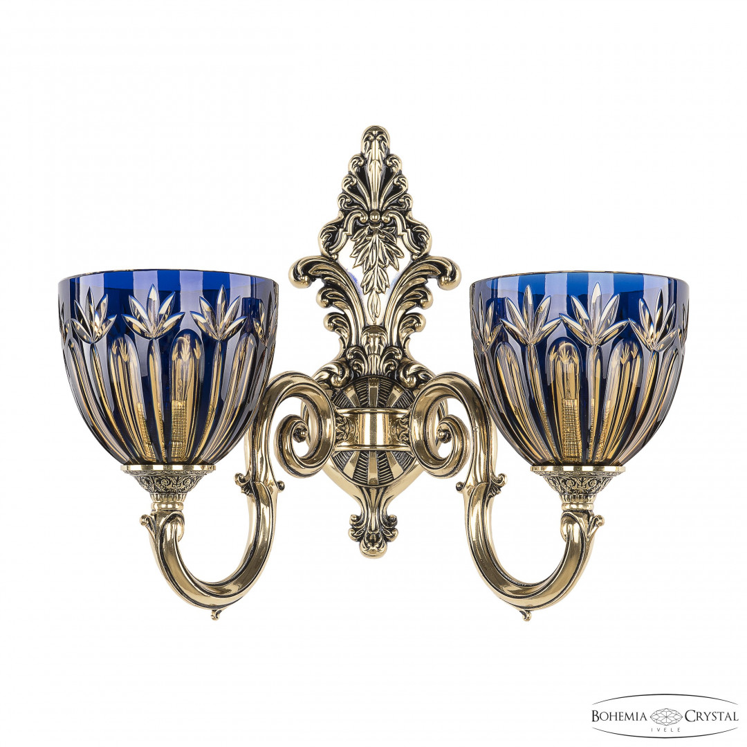 Бра бронзовые с хрусталём 7203B14/2/175 GB P1 U Amber-Blue/H-1I