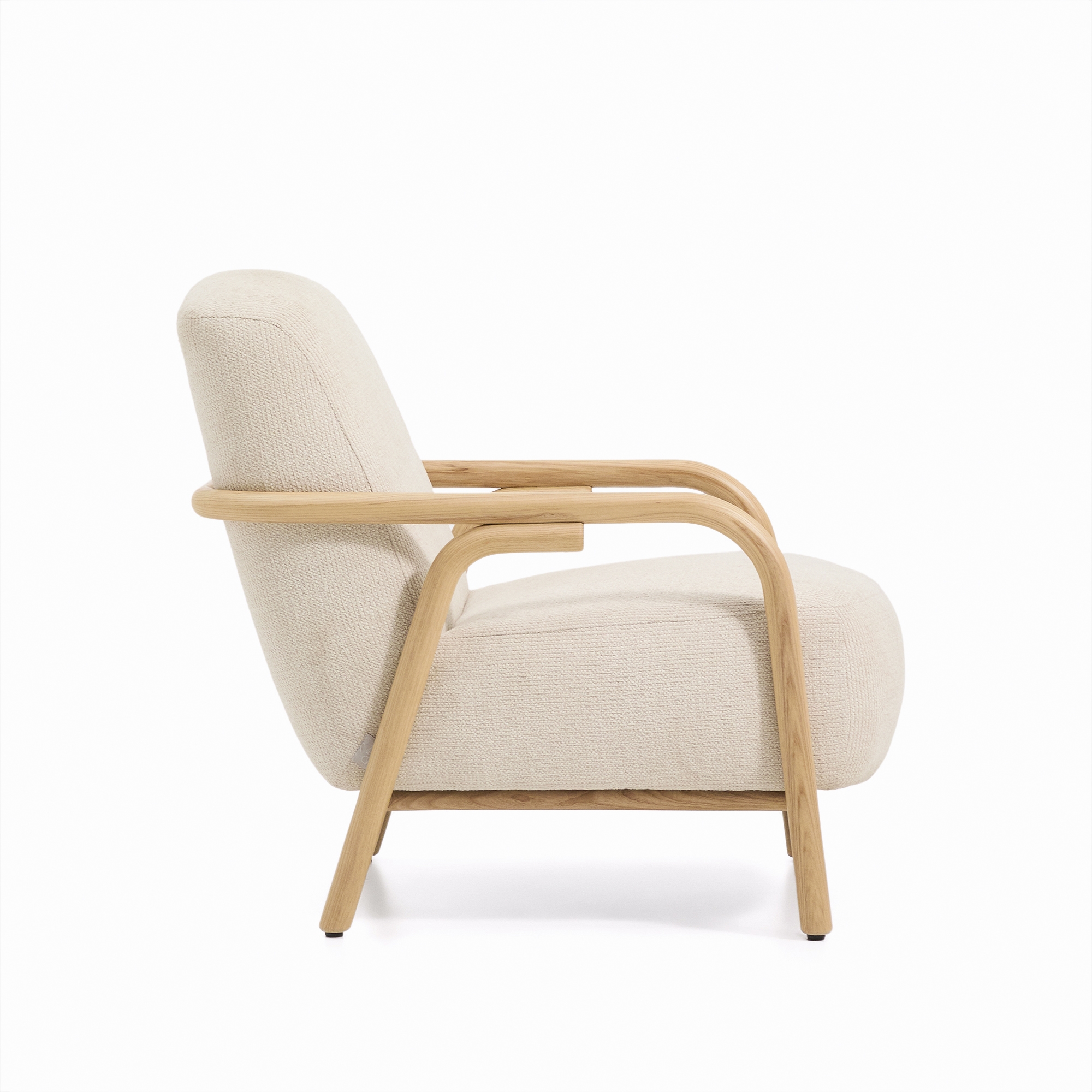 Кресло Sylo из бежевого шенилла и ясеня с отделкой натурального цвета La Forma 443042