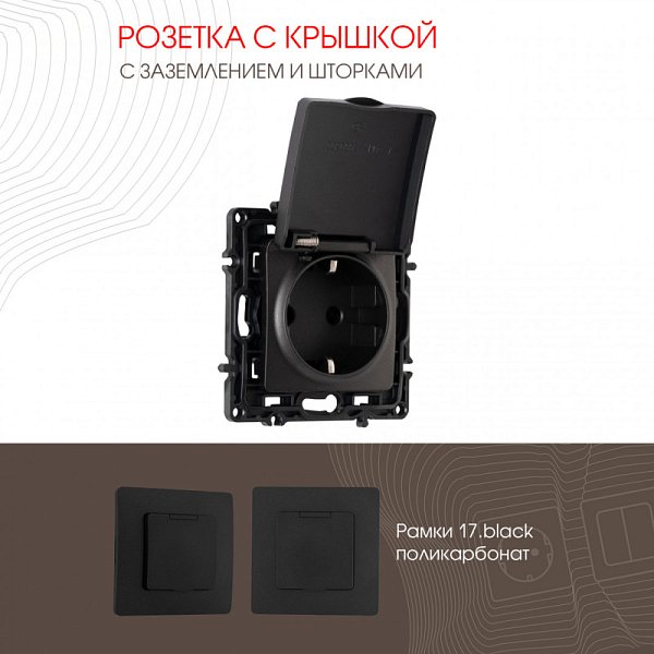 Розетка Arte Milano 217.41-1.black