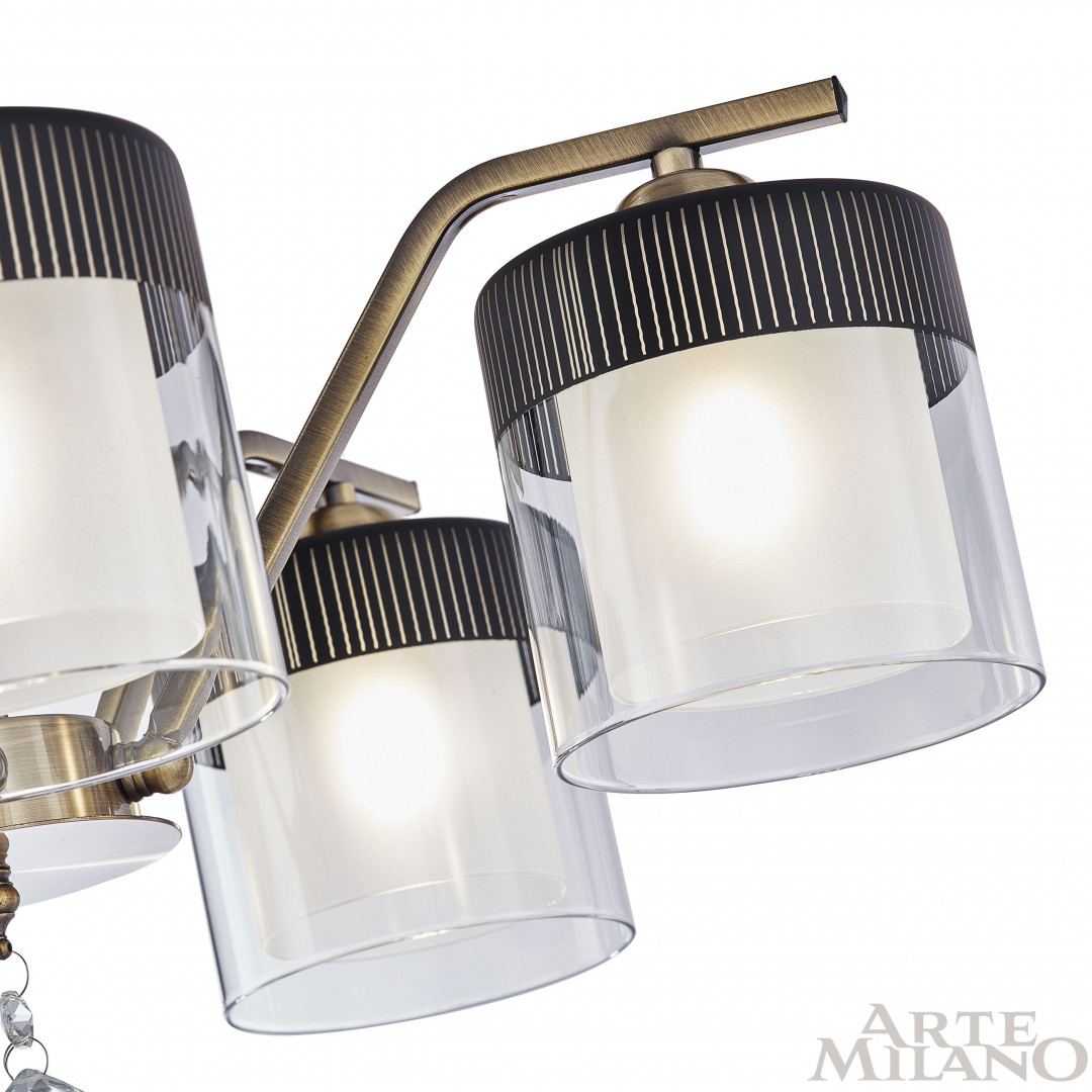 Люстра потолочная с плафонами 332646/5 AB+BK Arte Milano