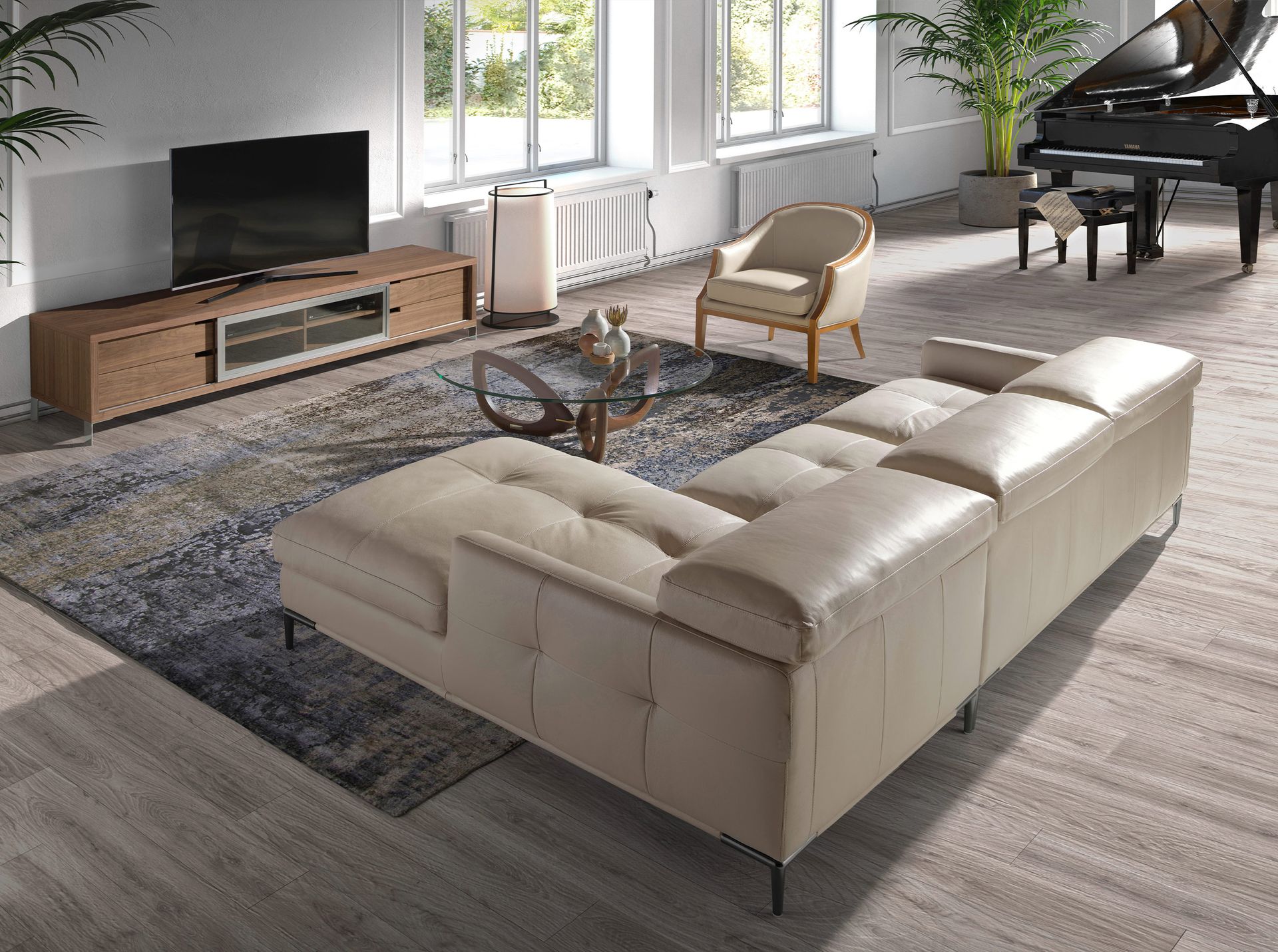 Кресло 5127/A856-T541011 из светло-серой кожи Angel Cerda