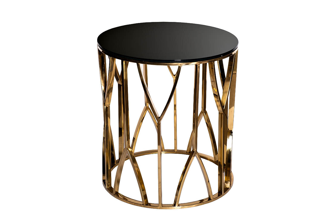 Столик журнальный с черным стеклом (золото) Garda Decor 13RXET3103-GOLD