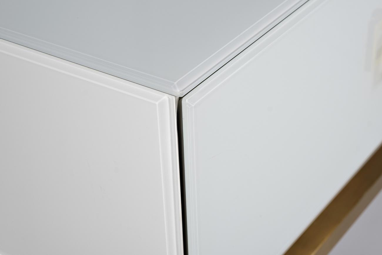 Консоль с ящиками белое стекло/матовое золото Garda Decor KFG070