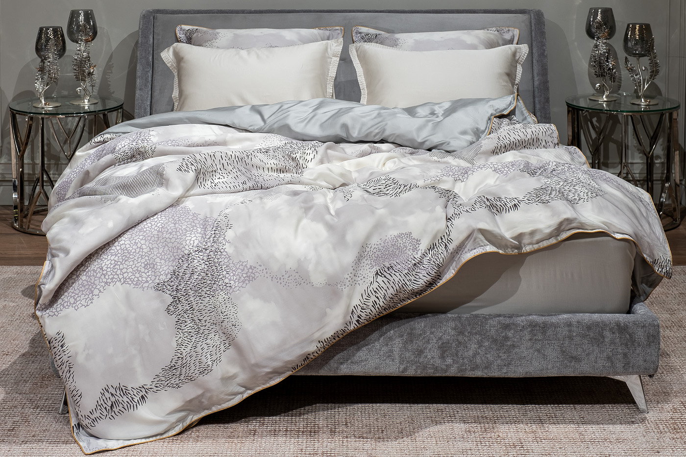 Пододеяльник Нувола 145х210см серый с принтом Garda Decor 144HF-10302