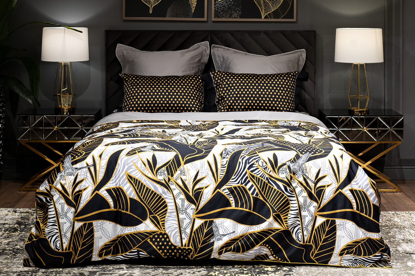 Пододеяльник Тропики 150х215см золото/серый Garda Decor 130HB-00002