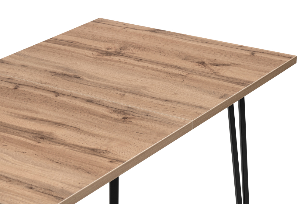 Стол деревянный Woodville Денвер Лофт 120(160)х75х75 25 мм дуб вотан / матовый черный 506947