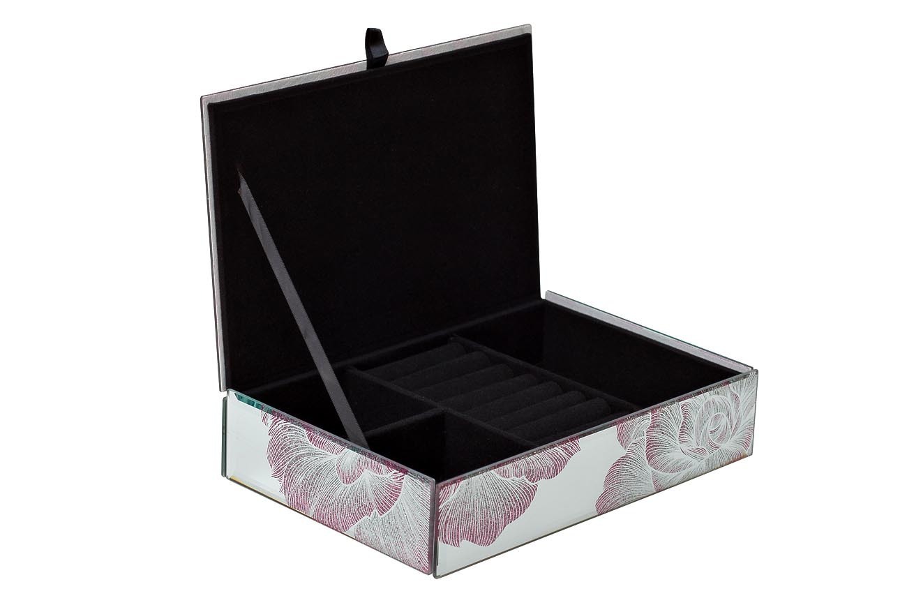 Шкатулка стеклянная для украшений "Цветы" Garda Decor KFJ309