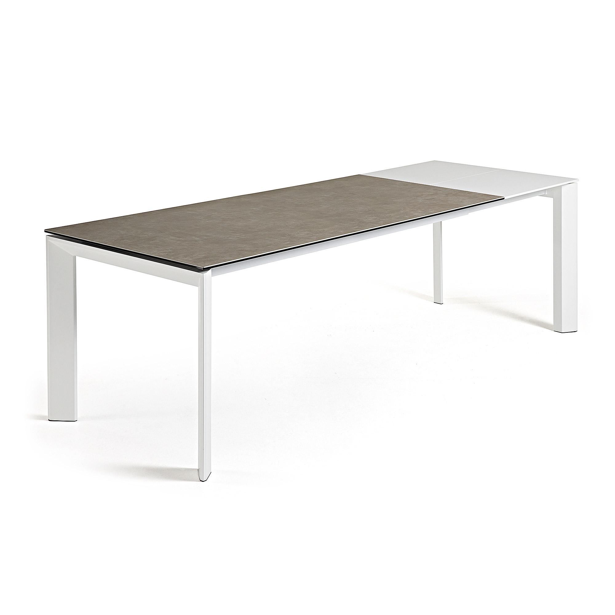 Стол Atta 160 (220)x90 керамика Vulcano Ash, белые ножки La Forma (ex Julia Grup)