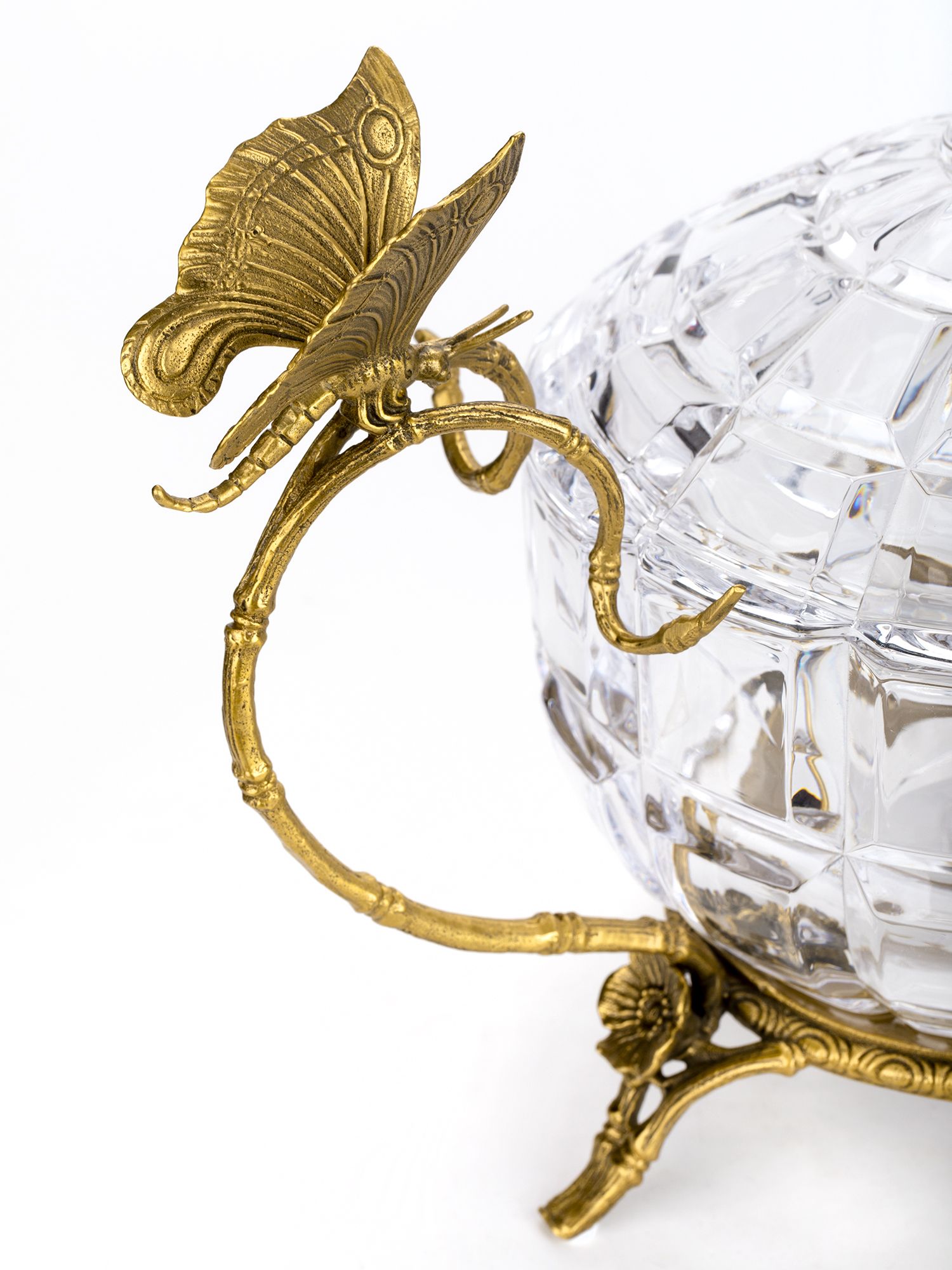 Конфетница с лебедем и бабочками Glasar HGL482/GLASS