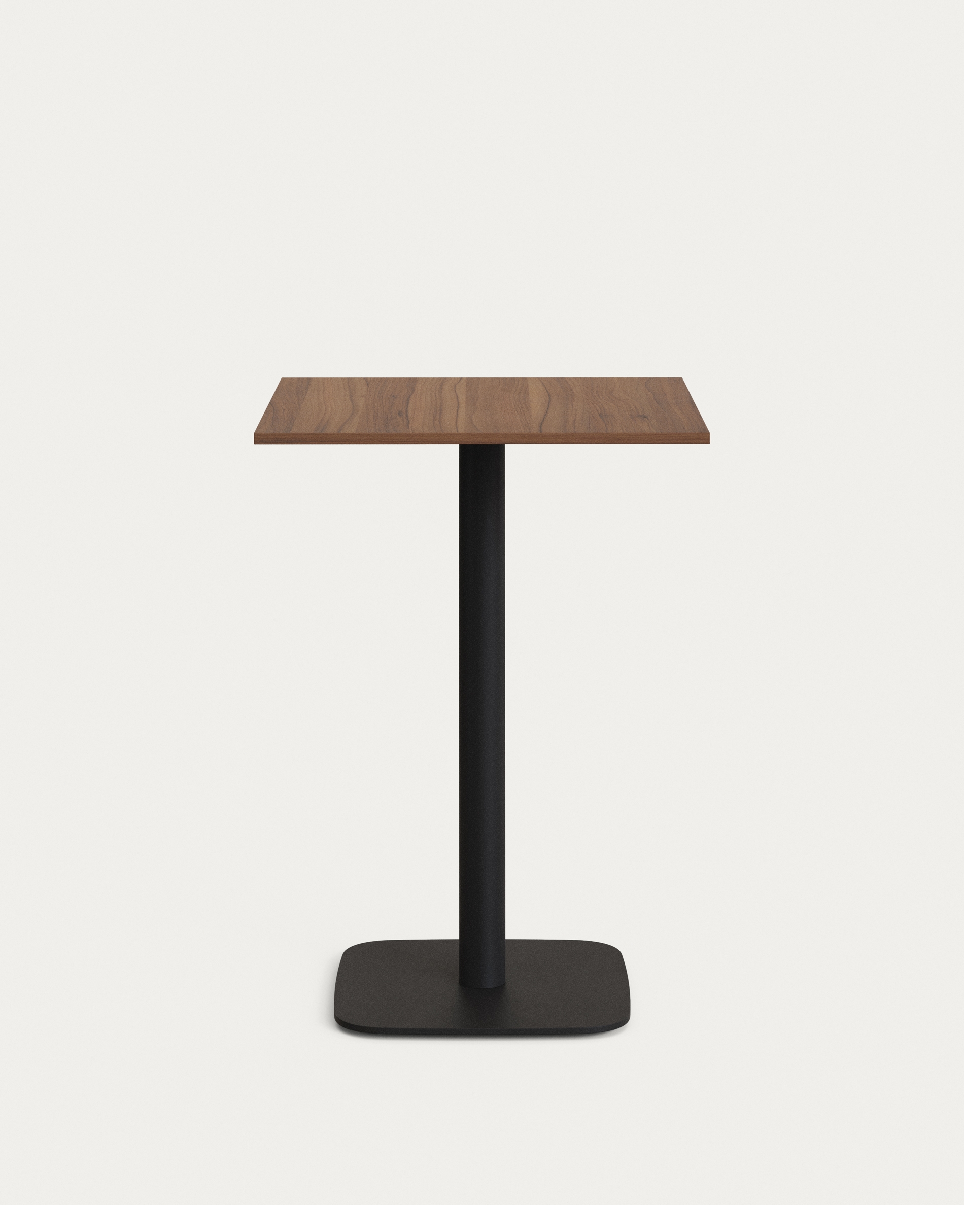 Dina высокий стол из меламина с ореховой отделкой и металлической черной ножкой 60x60x96 La Forma (ex Julia Grup)