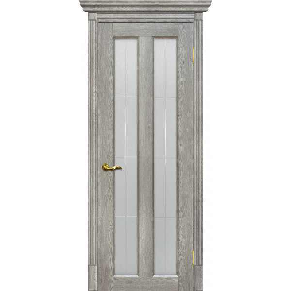 Межкомнатная дверь Graf Тоскана-5 Сатинат, контурный полимер б-цв. рис. Решетка Чиаро гриджио (2000 х 600)