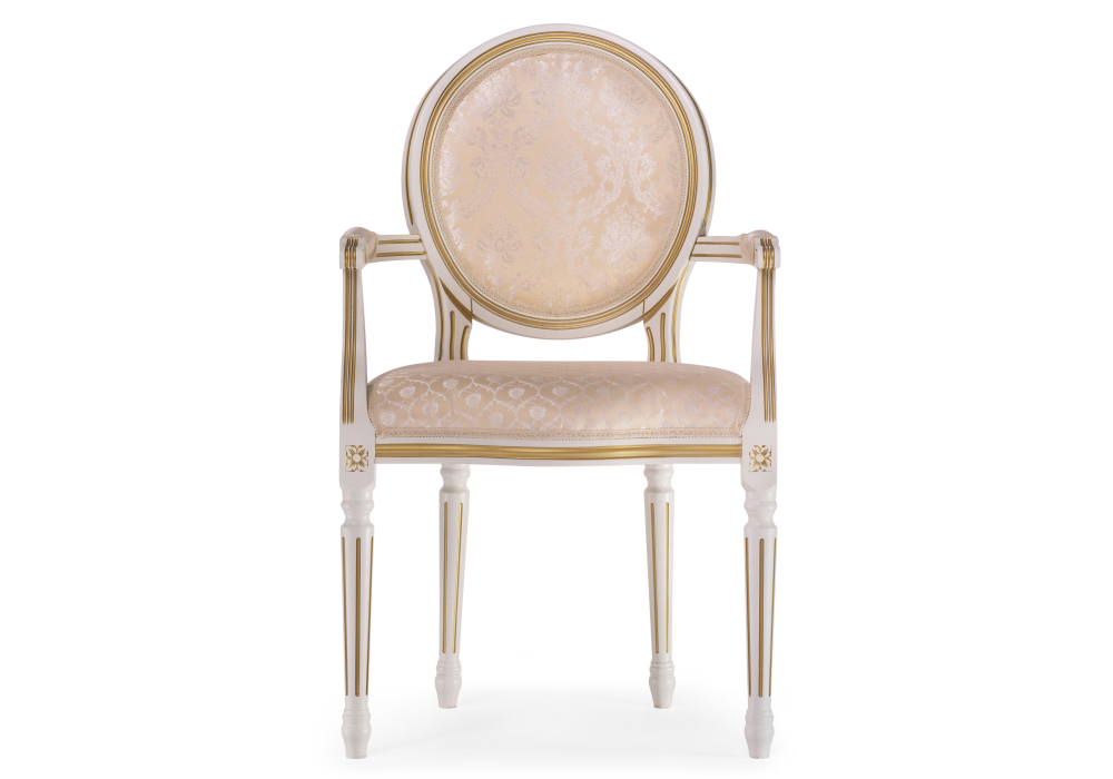 Стул деревянный Woodville Данте молочный с золотой патиной 406095