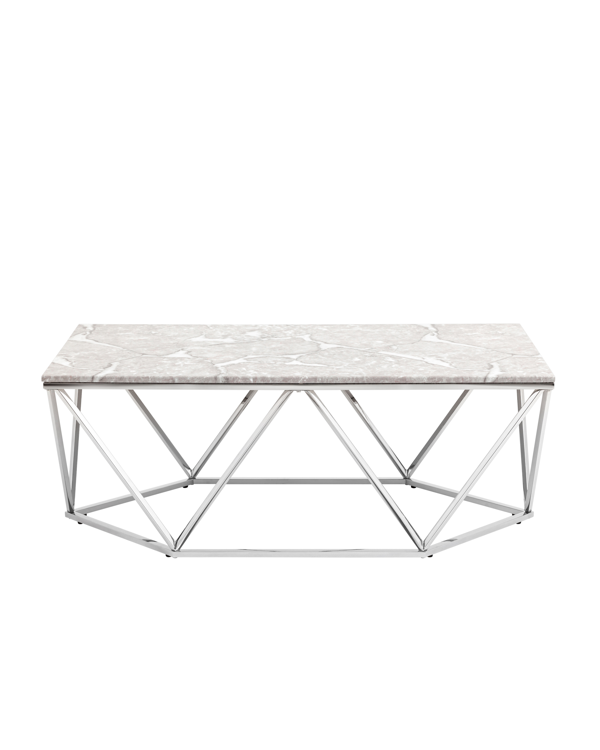 Журнальный столик Авалон 122*66 серый мрамор сталь серебро Stool Group