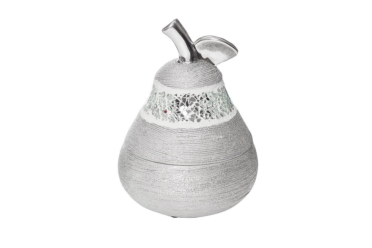 Шкатулка для украшений "Груша" серебристая Garda Decor 18H7578M-1