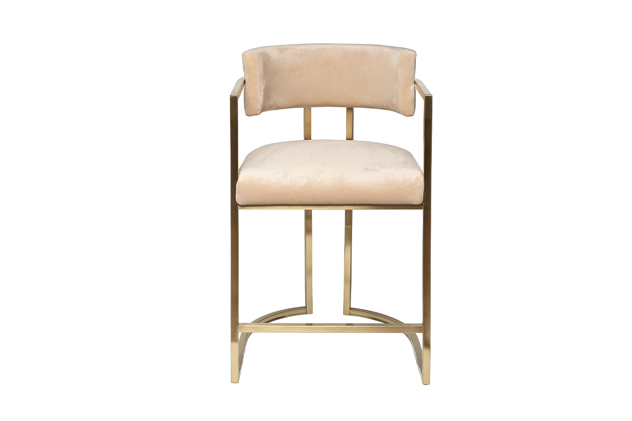 Стул барный велюровый бежевый/матовое золото Garda Decor 76AR-603GOLD-BG