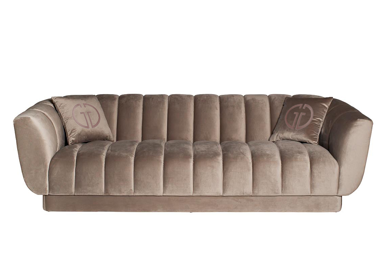 Диван трехместный велюровый серый Garda Decor ZW-81103 GRE