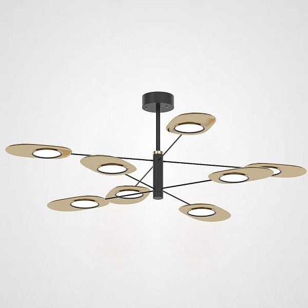 Люстра на штанге INGEL D110 8 lamps Black/Gold by ImperiumLoft