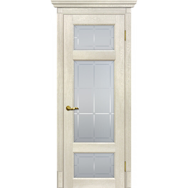 Межкомнатная дверь Graf Тоскана-3 Сатинат с художественным рисунком решетка Бьянко (2000 х 900)