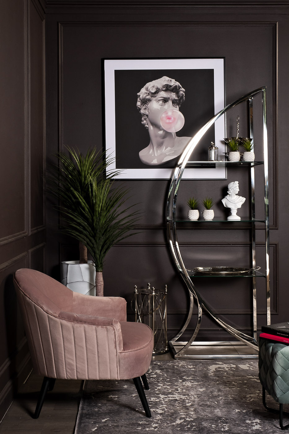 Стеллаж "Полусфера" прозр.стекло/хром Garda Decor KFG087