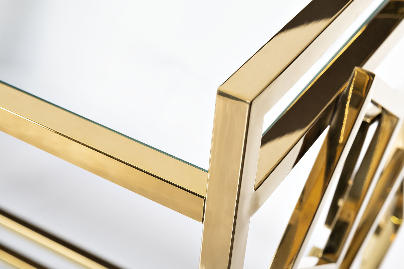 Стол-тележка сервировочная прозрачное стекло/золото Garda Decor GY-CRT8164GOLD