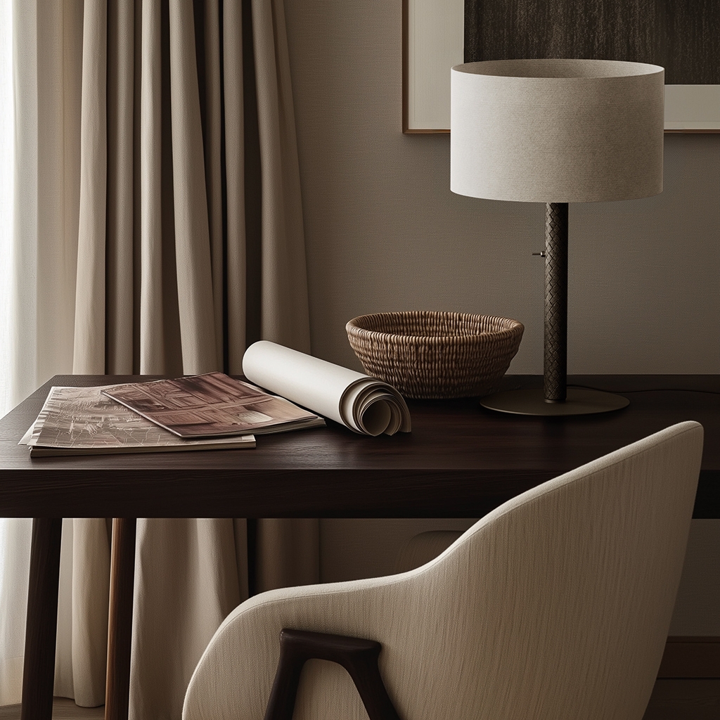 Настольная лампа Coco S1342 латунный металл/коричневая кожа с абажуром 801011/35 Aromas del Campo